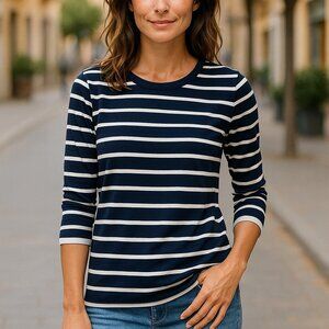 Pink Rose Stripes Knit Sweater